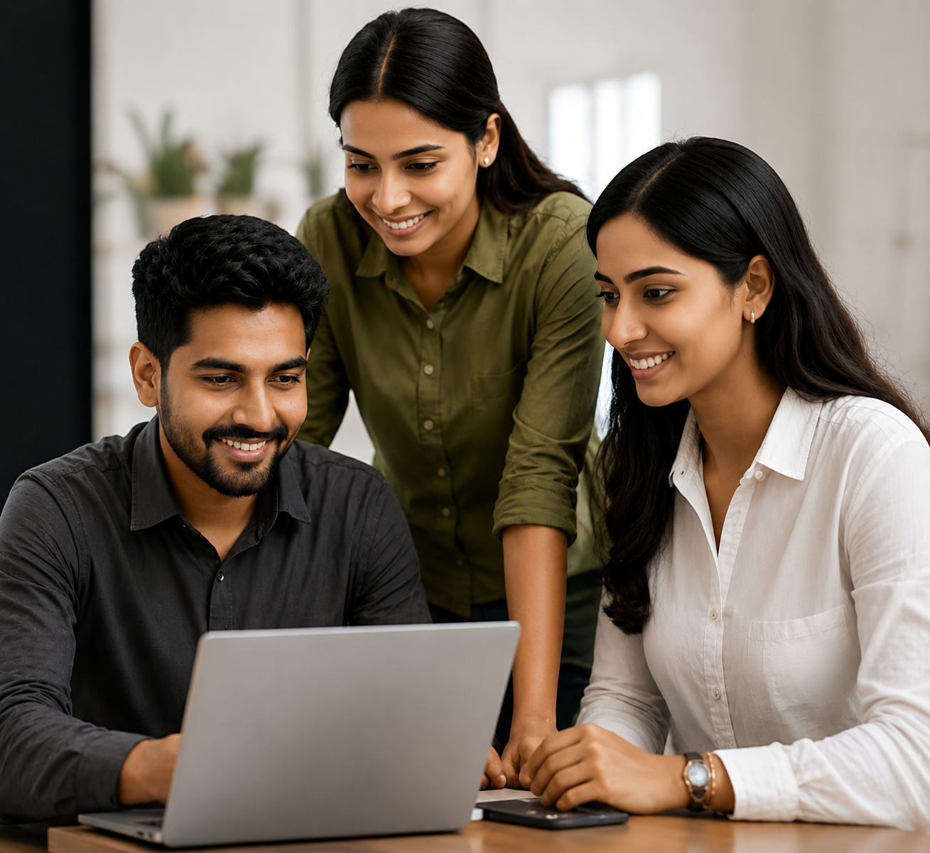 Team working on laptop